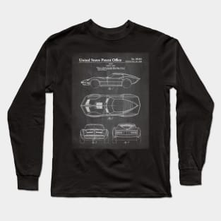 Corvette Patent - Vintage Corvette Art - Black Chalkboard Long Sleeve T-Shirt